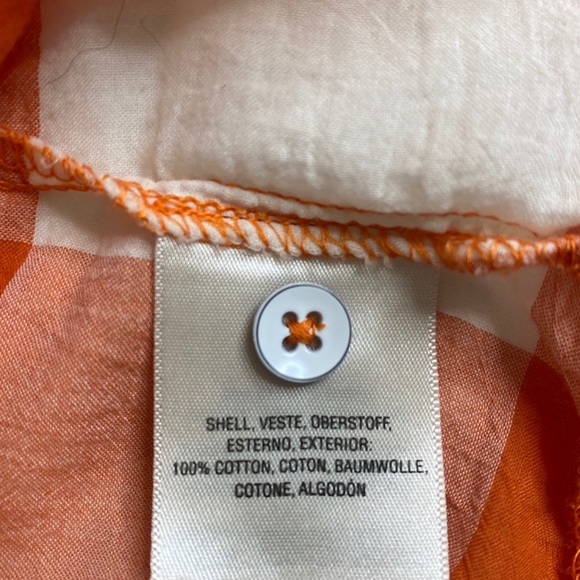 Anthro Maeve Blouse gingham/Plaid Orange Wht Sz M - Picture 9 of 11